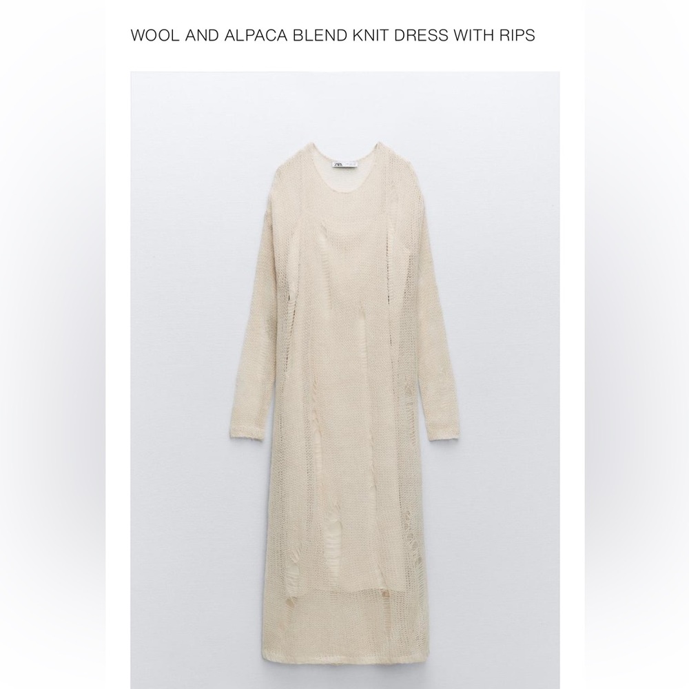 Zara Cream Wool and Alpaca Blend Knit Dress